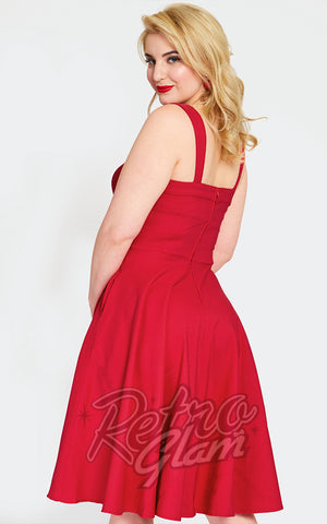 Voodoo Vixen Crossed Strap Swing Dress in Red back Voodoo Vixen Crossed Strap Swing Dress in Red back