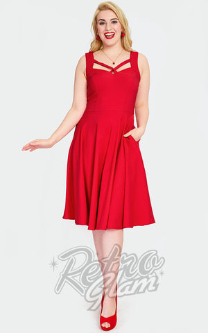 Voodoo Vixen Crossed Strap Swing Dress in Red Voodoo Vixen Crossed Strap Swing Dress in Red