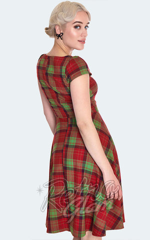 Voodoo Vixen Crossover Neckline Plaid Dress back Voodoo Vixen Crossover Neckline Plaid Dress back