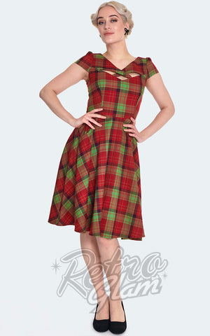 Voodoo Vixen Crossover Neckline Plaid Dress Voodoo Vixen Crossover Neckline Plaid Dress