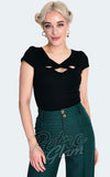 Voodoo Vixen Crossover Cut-Out Top in Black pinup Voodoo Vixen Crossover Cut-Out Top in Black pinup