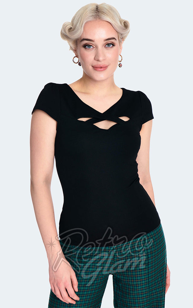Voodoo Vixen Crossover Cut-Out Top in Black - M left only Voodoo Vixen Crossover Cut-Out Top in Black - M left only
