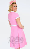 Voodoo Vixen Heart Pocket Flare Dress in Pink back Voodoo Vixen Heart Pocket Flare Dress in Pink back