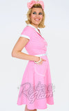 Voodoo Vixen Heart Pocket Flare Dress in Pink diner dress Voodoo Vixen Heart Pocket Flare Dress in Pink diner dress