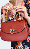 Voodoo Vixen Bamboo Handle Handbag in Rust detail Voodoo Vixen Bamboo Handle Handbag in Rust detail