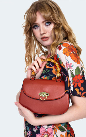 Voodoo Vixen Bamboo Handle Handbag in Rust Voodoo Vixen Bamboo Handle Handbag in Rust