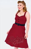 Voodoo Vixen Heart Belt Dress In Red 50s Voodoo Vixen Heart Belt Dress In Red 50s