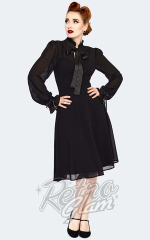 Voodoo Vixen High Neck Tie Dress in Black Voodoo Vixen High Neck Tie Dress in Black