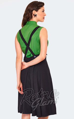 Voodoo Vixen Pinstripe Suspender Skirt back Voodoo Vixen Pinstripe Suspender Skirt back