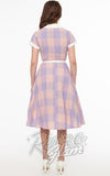 Unique Vintage Lavender & Pink Buffalo Check Shirt Dress back