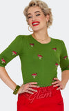 Voodoo Vixen Snails & Mushrooms Knit Top in Green Voodoo Vixen Snails & Mushrooms Knit Top in Green