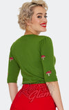 Voodoo Vixen Snails & Mushrooms Knit Top in Green back Voodoo Vixen Snails & Mushrooms Knit Top in Green back