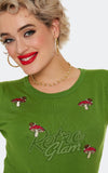 Voodoo Vixen Snails & Mushrooms Knit Top in Green detail Voodoo Vixen Snails & Mushrooms Knit Top in Green detail