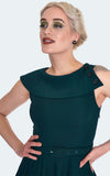 Voodoo Vixen Green Oversize Collar Flare Dress 50s Voodoo Vixen Green Oversize Collar Flare Dress 50s