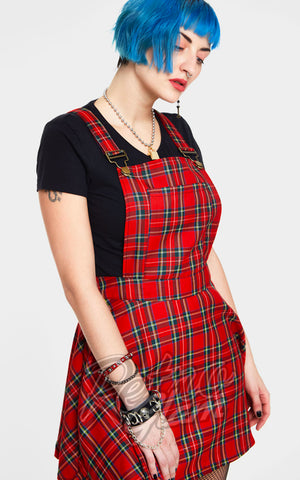 Jawbreaker Red Tartan Suspender Skirt side Jawbreaker Red Tartan Suspender Skirt side