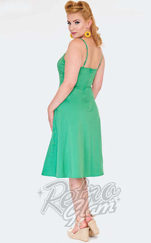 Voodoo Vixen Sunflower & Bees Dress in Green back Voodoo Vixen Sunflower & Bees Dress in Green back
