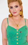 Voodoo Vixen Sunflower & Bees Dress in Green detail Voodoo Vixen Sunflower & Bees Dress in Green detail