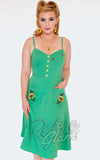 Voodoo Vixen Sunflower & Bees Dress in Green pinup Voodoo Vixen Sunflower & Bees Dress in Green pinup