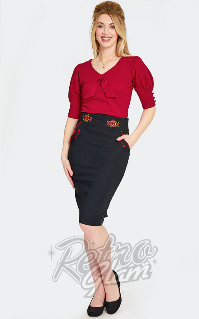Voodoo Vixen Western Rose Pencil Skirt Voodoo Vixen Western Rose Pencil Skirt