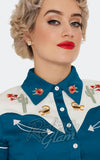 Voodoo Vixen Cactus Floral Western Top detail Voodoo Vixen Cactus Floral Western Top detail