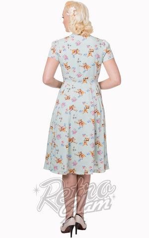 Banned Whimsical Dress in Mint and white polka dot with fawn print back Banned Whimsical Dress in Mint and white polka dot with fawn print back