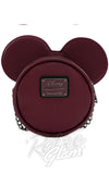 Loungefly x Disney Minnie Mouse Head Maroon Quilted Crossbody Bag Loungefly x Disney Minnie Mouse Head Maroon Quilted Crossbody Bag
