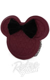Loungefly x Disney Minnie Mouse Head Maroon Quilted Crossbody Bag Loungefly x Disney Minnie Mouse Head Maroon Quilted Crossbody Bag