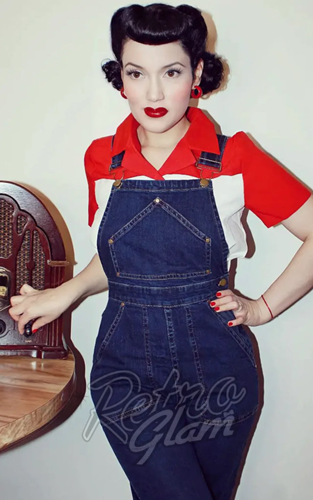 Astro Bettie Classic Overalls in Indigo in Long Length Astro Bettie Classic Overalls in Indigo in Long Length