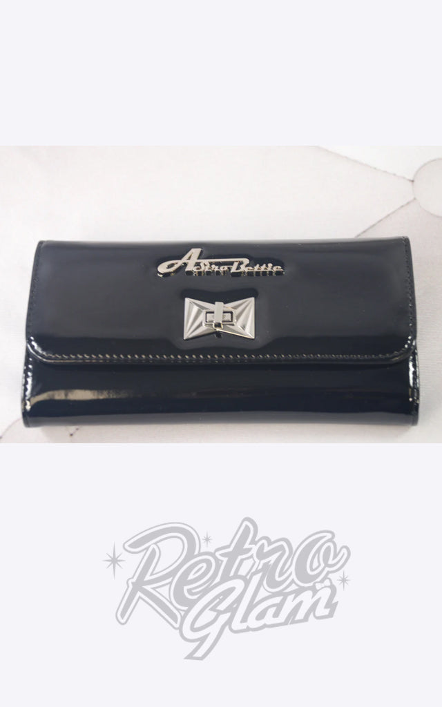 Astro Bettie Tri Fold Wallet in Shiny Black Astro Bettie Tri Fold Wallet in Shiny Black