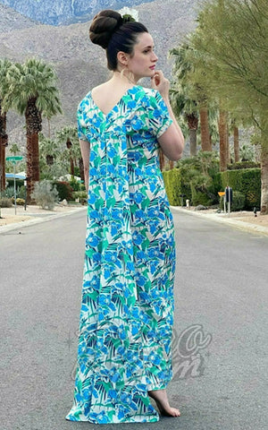 Audrey K Gwendolynn Hawaiian Draped Waterfall Dress back