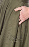 Banned Di Di Swing Skirt in Olive Green detail Banned Di Di Swing Skirt in Olive Green detail