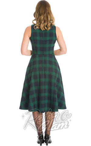Banned Green Plaid Sweet Check Fit & Flare Dress back Banned Green Plaid Sweet Check Fit & Flare Dress back