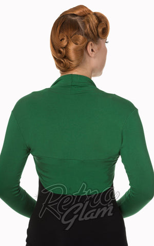 Banned Rockabilly Roxie Bolero in Forest Green Back Banned Rockabilly Roxie Bolero in Forest Green Back