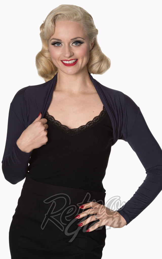 Banned Rockabilly Roxie Bolero in Navy Banned Rockabilly Roxie Bolero in Navy