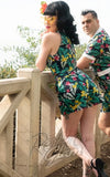 Boulevard Nights Ala Moana Shorts in Black Tropical back Boulevard Nights Ala Moana Shorts in Black Tropical back