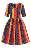 Collectif Amber-Lea Rainbow Wave Swing Dress detail Collectif Amber-Lea Rainbow Wave Swing Dress detail