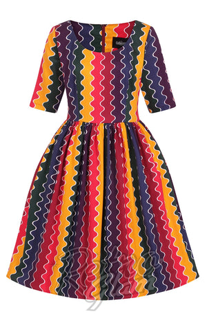 Collectif Amber-Lea Rainbow Wave Swing Dress detail Collectif Amber-Lea Rainbow Wave Swing Dress detail
