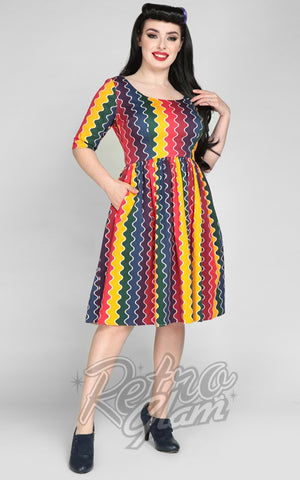 Collectif Amber-Lea Rainbow Wave Swing Dress