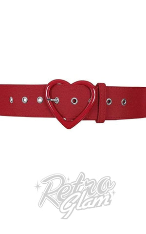 Collectif Adore Heart Belt in Red