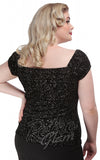 Collectif Dolores Top in Black Glitter Drops Velvet back Collectif Dolores Top in Black Glitter Drops Velvet back