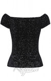 Collectif Dolores Top in Black Glitter Drops Velvet detail Collectif Dolores Top in Black Glitter Drops Velvet detail
