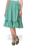 Collectif Katherine Skirt in Green Gingham detail Collectif Katherine Skirt in Green Gingham detail