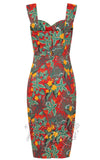 Collectif Kulala Pencil Dress in Jungle Floral Print back detail back Collectif Kulala Pencil Dress in Jungle Floral Print back detail back