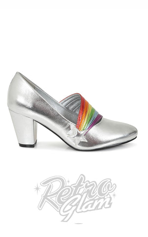 Collectif Lulu Hun Silver Lara Rainbow Heels 70s