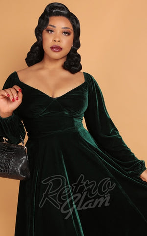 Collectif Velvet Ludmilla Swing Dress in Green pinup Collectif Velvet Ludmilla Swing Dress in Green pinup