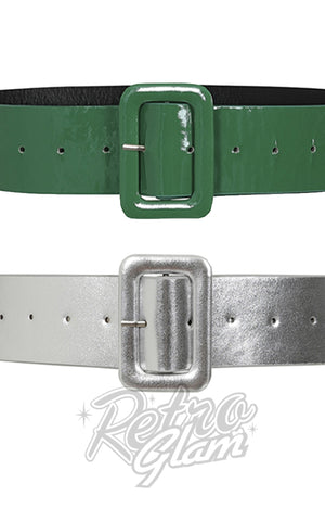 Collectif Sally Plain Belt in Green or Silver Collectif Sally Plain Belt in Green or Silver