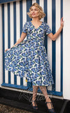 Collectif Shana Dress in Blue Pretty Roses Collectif Shana Dress in Blue Pretty Roses