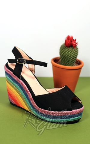 Collectif Lulu Hun Sue Rainbow Wedge Shoes Collectif Lulu Hun Sue Rainbow Wedge Shoes