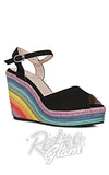 Collectif Lulu Hun Sue Rainbow Wedge Shoes peep toe Collectif Lulu Hun Sue Rainbow Wedge Shoes peep toe