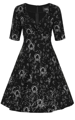 Collectif Trixie Doll Dress in Dream Castle Velvet DETAIL Collectif Trixie Doll Dress in Dream Castle Velvet DETAIL